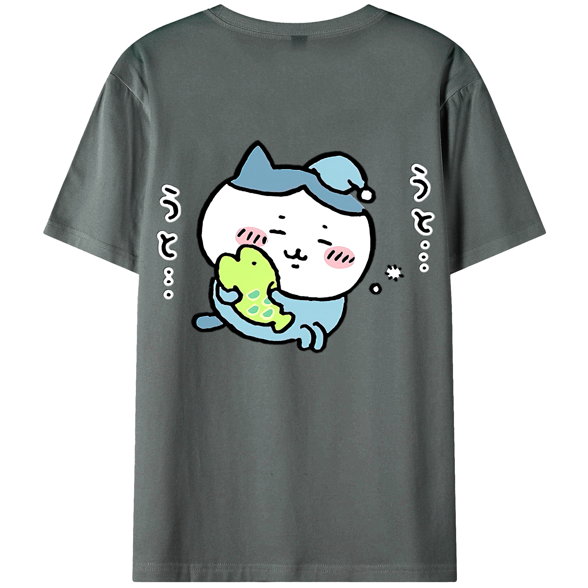 （画像用） ちいかわ ハチワレ Chii-kawa hachiware 綿100％ メンズ半袖Tシャツ（バックプリント） 通気性